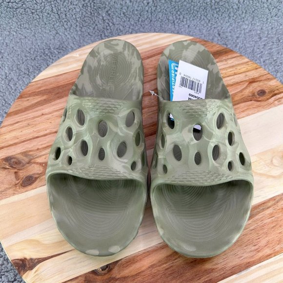 Merrell Sandals Men\'s Hydro Slide Beige Green Open Toe Slip-On Sz 11 main image 4
